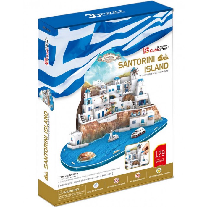  3D Puzzle - Santorini, Greece - Difficulty : 5/8 129 pieces 