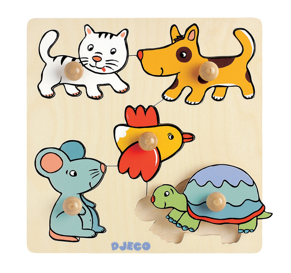 Peg Puzzle - 5 Pieces - Wooden - Pets
